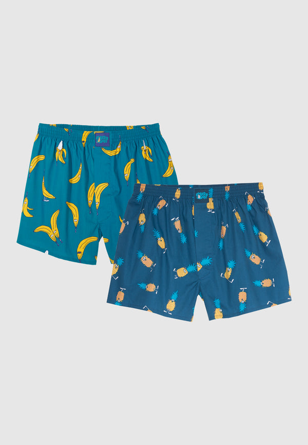 lousy livin underwear 2 PACK BOXERSHORTS BANA-ANANAS Ocean/Blue Dive