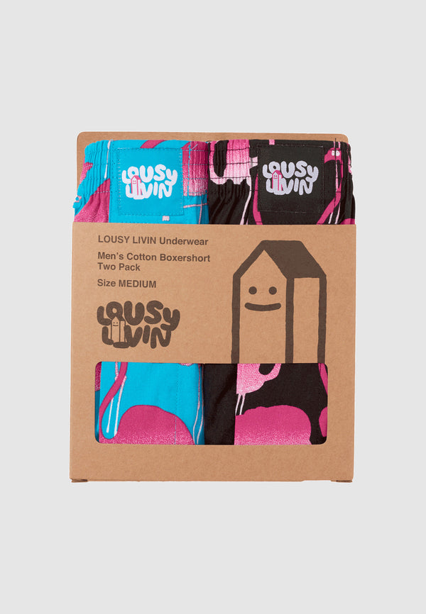 Lousy Livin Underwear 2 PACK BOXERSHORTS FLAMINGO Black/Blue