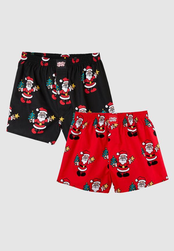 lousy livin underwear 2 PACK BOXERSHORTS SANTA Black & Red