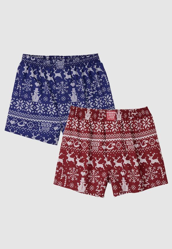 lousy livin underwear 2 PACK BOXERSHORTS SCANDI Navy & Burgundy