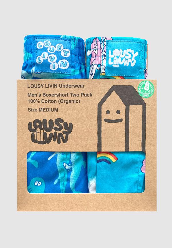 Lousy Livin Underwear 2 PACK BOXERSHORTS SKY GYM & DOLPHIN Sky Ocean