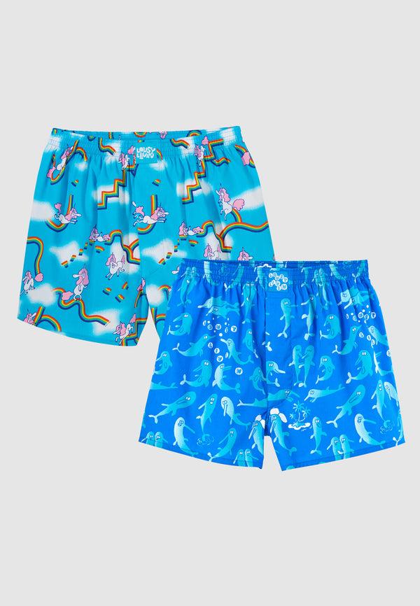 lousy livin underwear 2 PACK BOXERSHORTS SKY GYM & DOLPHIN Sky Ocean