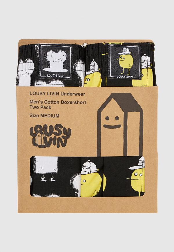 Lousy Livin Underwear 2 PACK BOXERSHORTS TOAST & ZITRONE Black