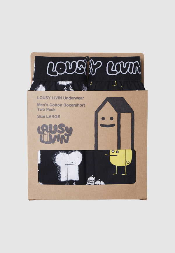 Lousy Livin Underwear 2 PACK BOXERSHORTS TOAST & ZITRONE Black