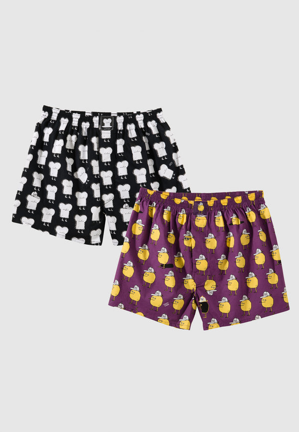 lousy livin underwear 2 PACK BOXERSHORTS TOAST & ZITRONE Purple / Black