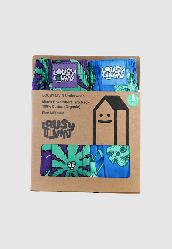 Lousy Livin Underwear 2 PACK BOXERSHORTS WEEDY & BROCCOLI Purple Blue