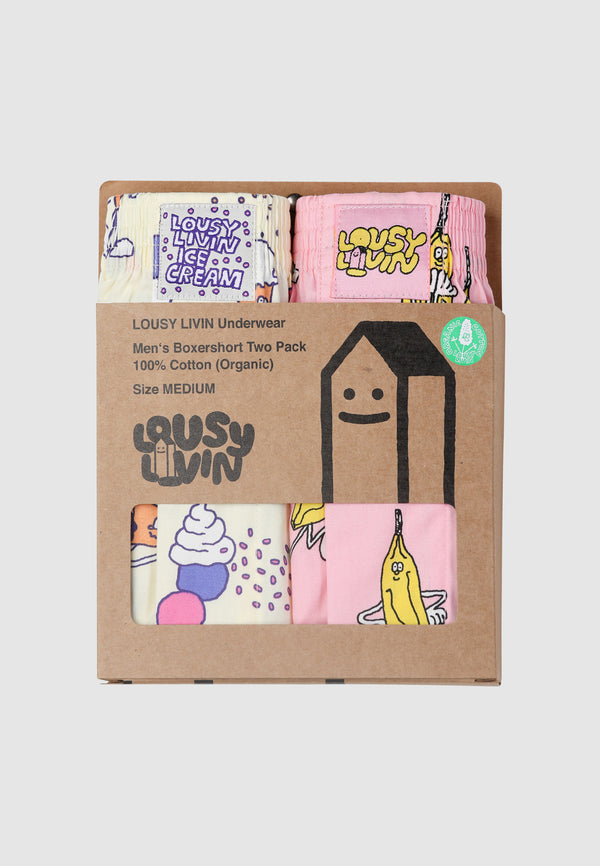 Lousy Livin Underwear 2Pack Boxershorts Ice Cream & Pink Banana Blossom
