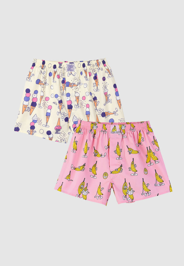 lousy livin underwear 2Pack Boxershorts Ice Cream & Pink Banana Blossom