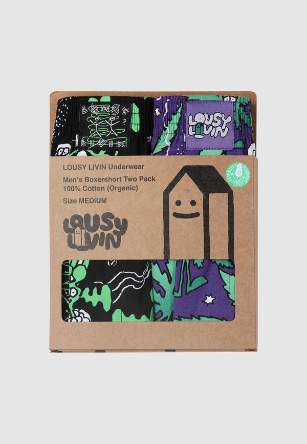 Lousy Livin Underwear 2Pack Boxershorts OuterSpace & Weedy Black