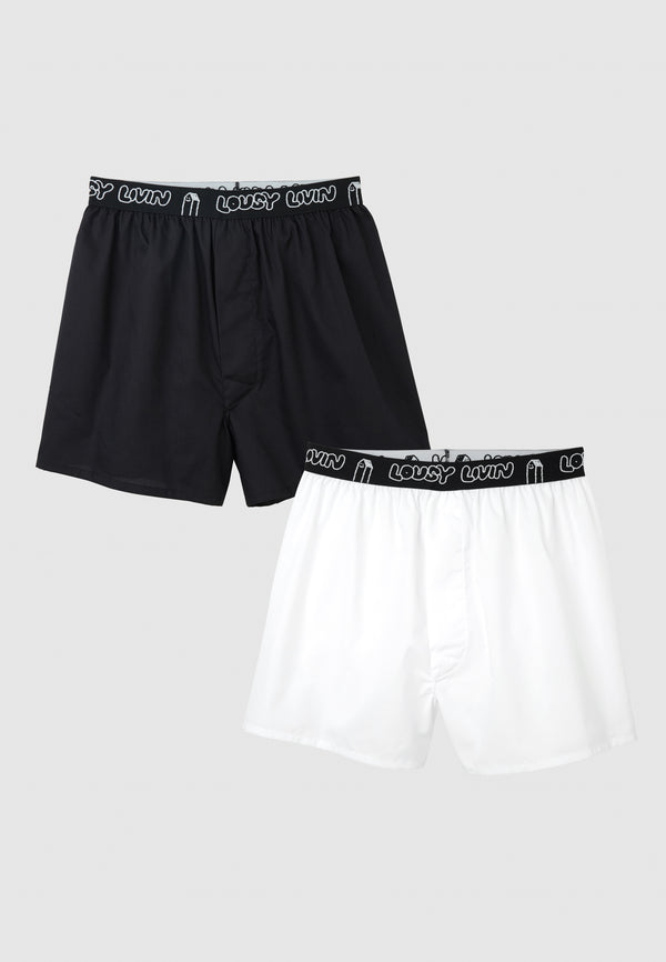 lousy livin underwear BOXER BRIEFS 2 PACK Black/White