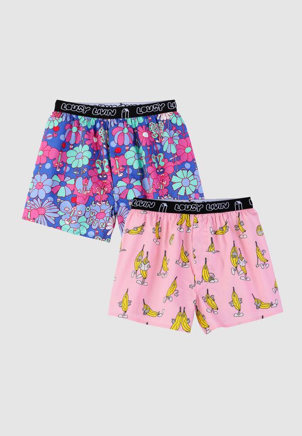 lousy livin underwear Boxer Briefs 2 Pack Butterfly & Pink Banana Butterfly & Pink Banana