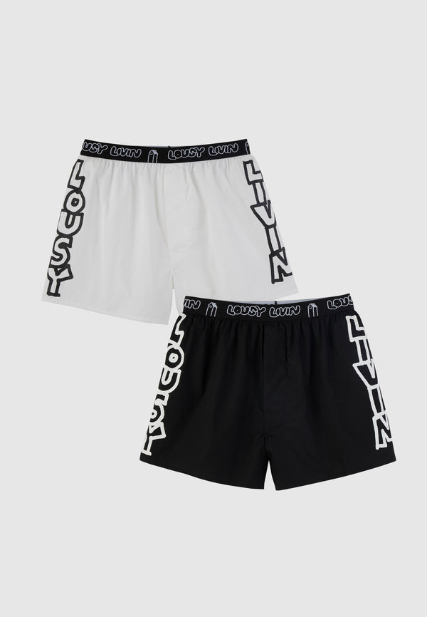 lousy livin underwear BOXER BRIEFS 2 PACK LOU BOXER Black & White