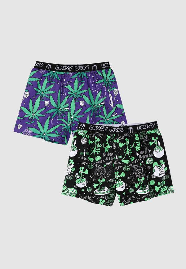 lousy livin underwear Boxer Briefs 2Pack Outer Weedy Black