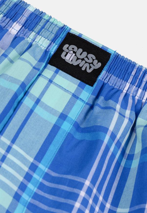 Lousy Livin Underwear Boxershorts Lousy Organic Check Port Blue