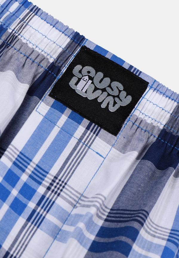 Lousy Livin Underwear Boxershorts Lousy Organic Check Sober Blue