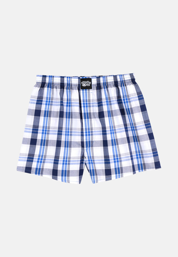 lousy livin underwear Boxershorts Lousy Organic Check Sober Blue
