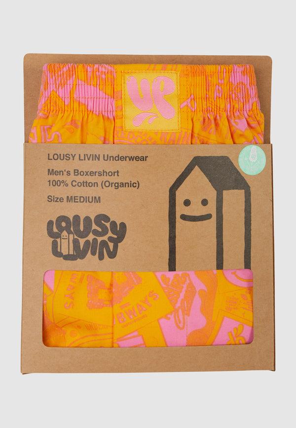 Lousy Livin Underwear BOXERSHORTS UP STICKER CLASH Yellow