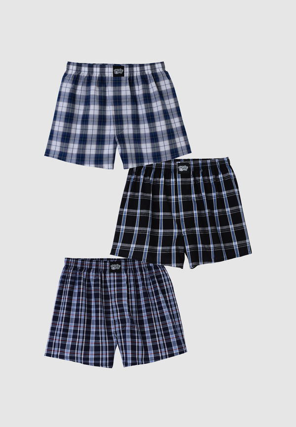lousy livin underwear CHECKERED 3 PACK BOXERSHORTS Deep Check