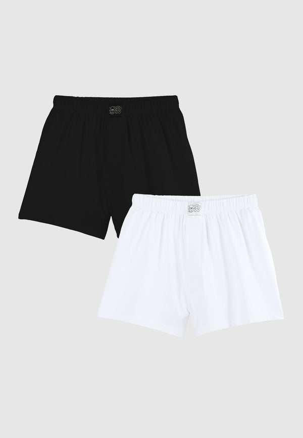 lousy livin underwear JERSEY STRETCH BOXERSHORTS 2 PACK Black & White