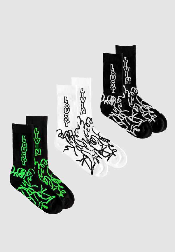 lousy livin underwear Lou Socks 3er pack Black & White