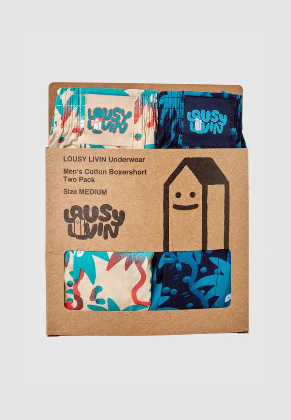 Lousy Livin Underwear Lousy Livin Boxershorts Palms 2 Pack Navy & Macademia