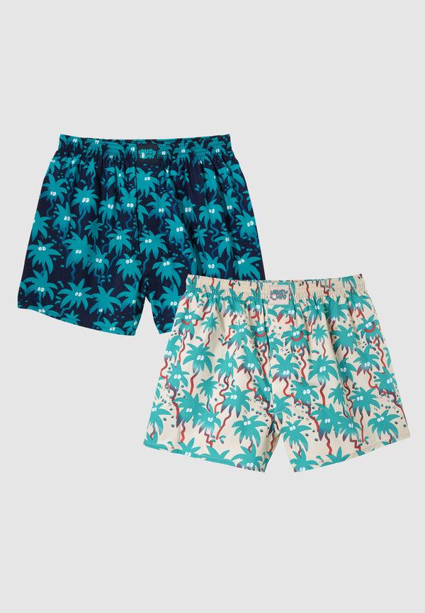 lousy livin underwear Lousy Livin Boxershorts Palms 2 Pack Navy & Macademia