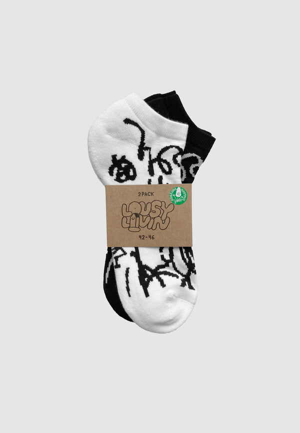 Lousy Livin Underwear Lousy Livin Sneaker Socks Lou Black/White