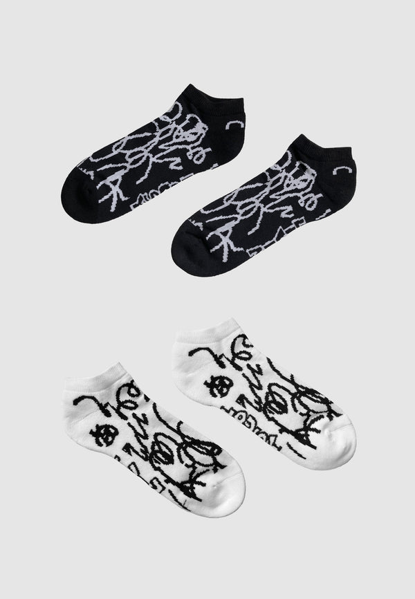 lousy livin underwear Lousy Livin Sneaker Socks Lou Black/White