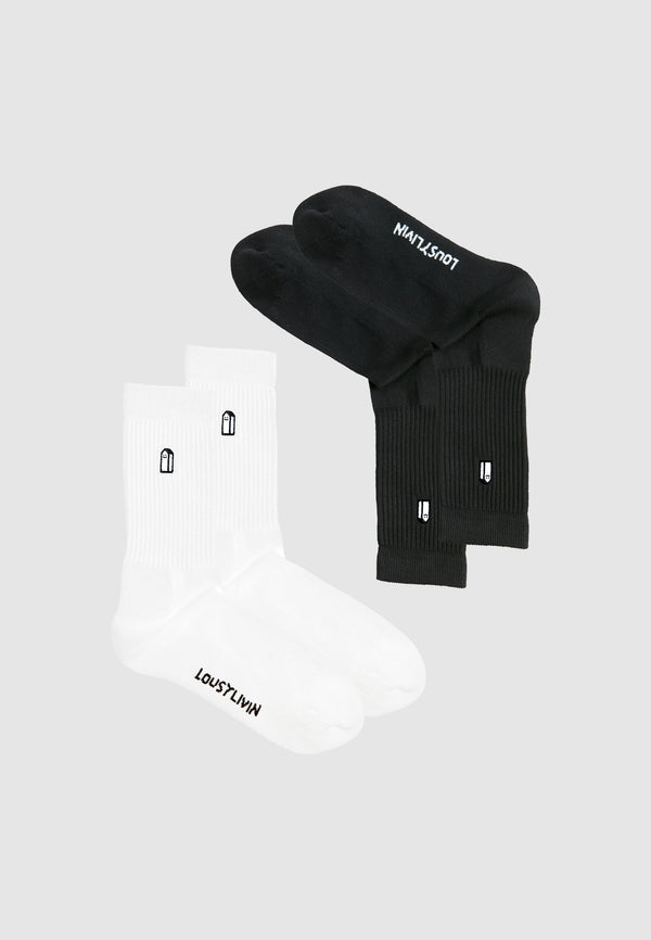 lousy livin underwear Lousy Livin Socken Street Court 2 Pack White/Black