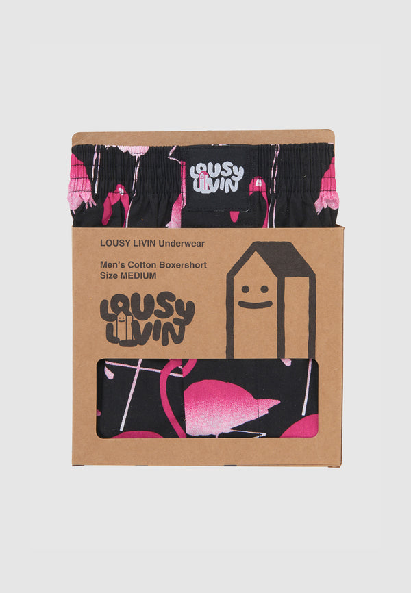 Lousy Livin Underwear BOXERSHORTS FLAMINGOS Black