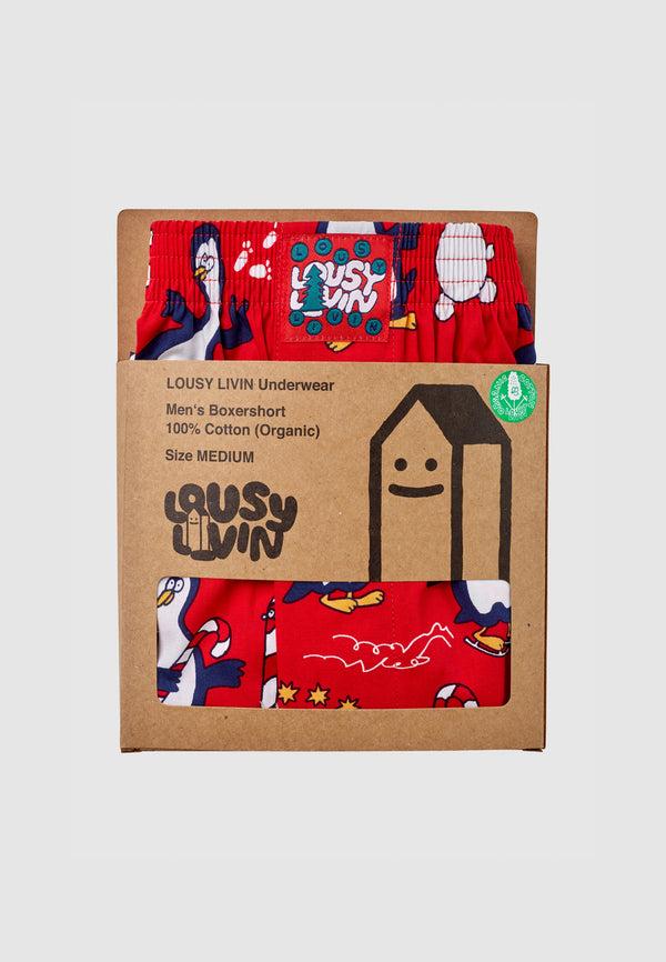 Lousy Livin Underwear BOXERSHORTS PINGUINS Red