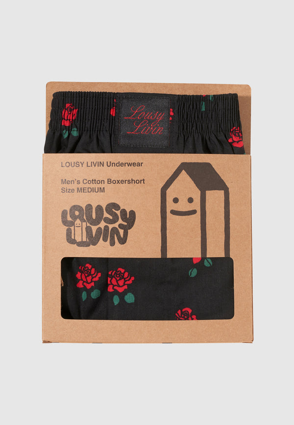 Lousy Livin Underwear BOXERSHORTS ROSES Black