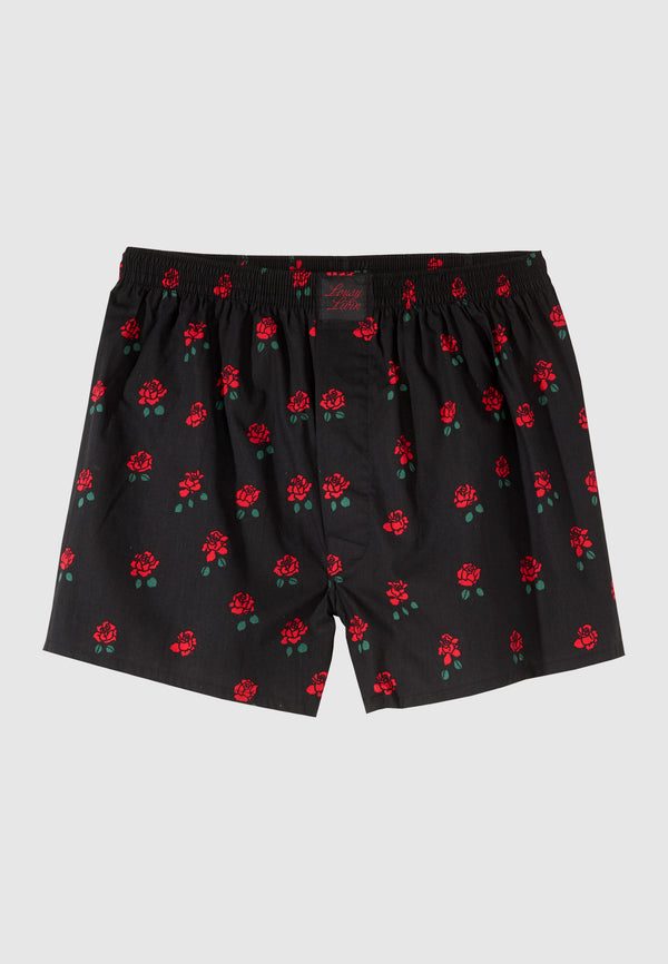 lousy livin underwear BOXERSHORTS ROSES Black