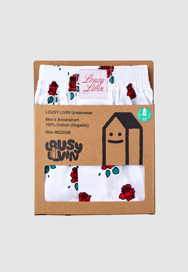 Lousy Livin Underwear BOXERSHORTS ROSES White