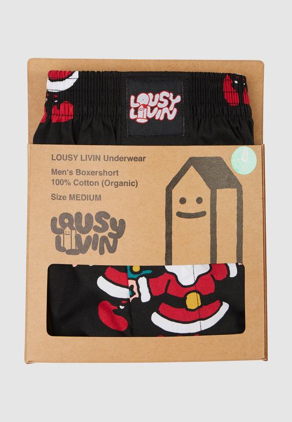 Lousy Livin Underwear BOXERSHORTS SANTA Black