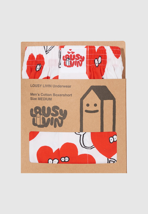 Lousy Livin Underwear BOXERSHORTS VALENTINES White