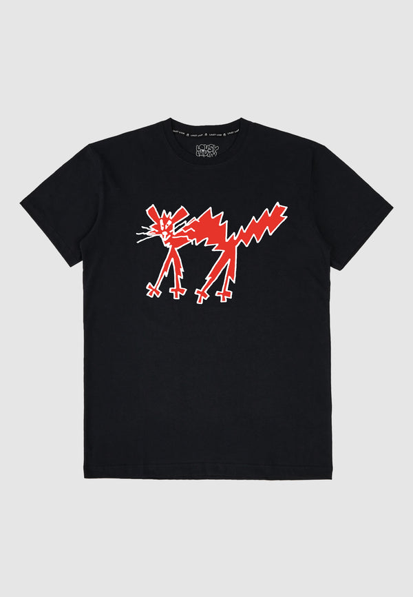 lousy livin underwear Boxy Tee Cat Black