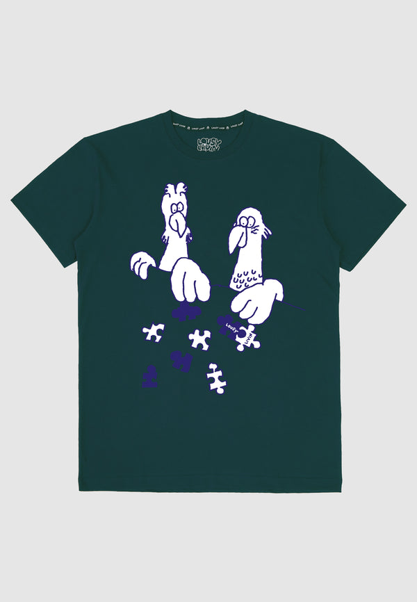 lousy livin underwear Boxy Tee "Puzzle" Bottle Green