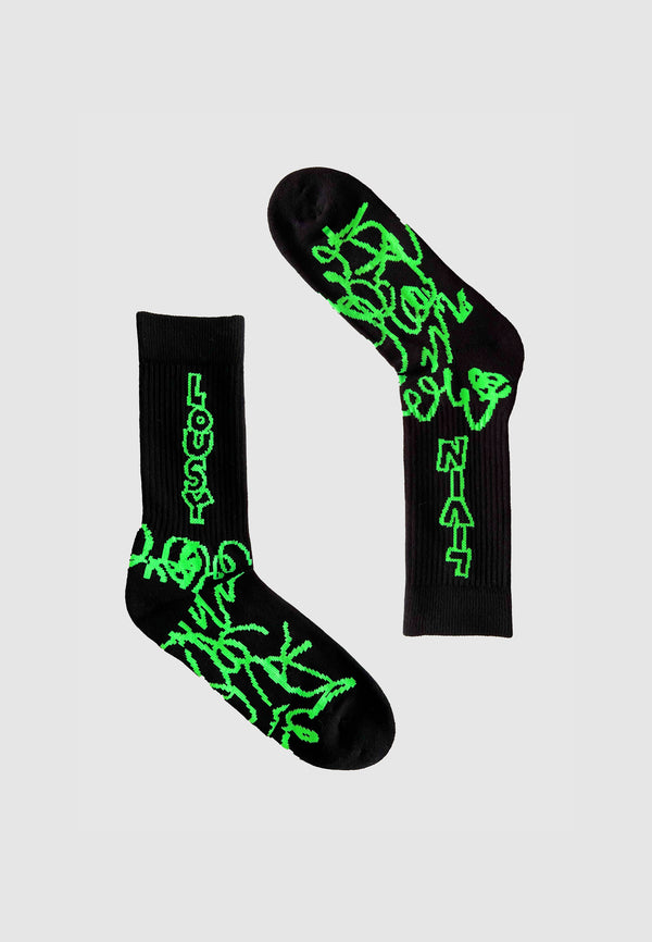 lousy livin underwear Socks "Lou" Black/Green