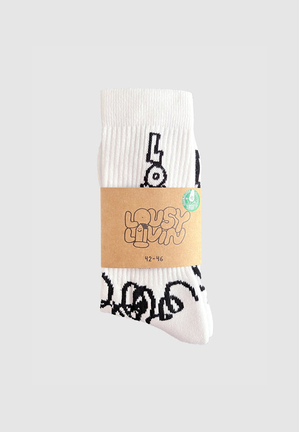 Lousy Livin Underwear Socks "Lou" White