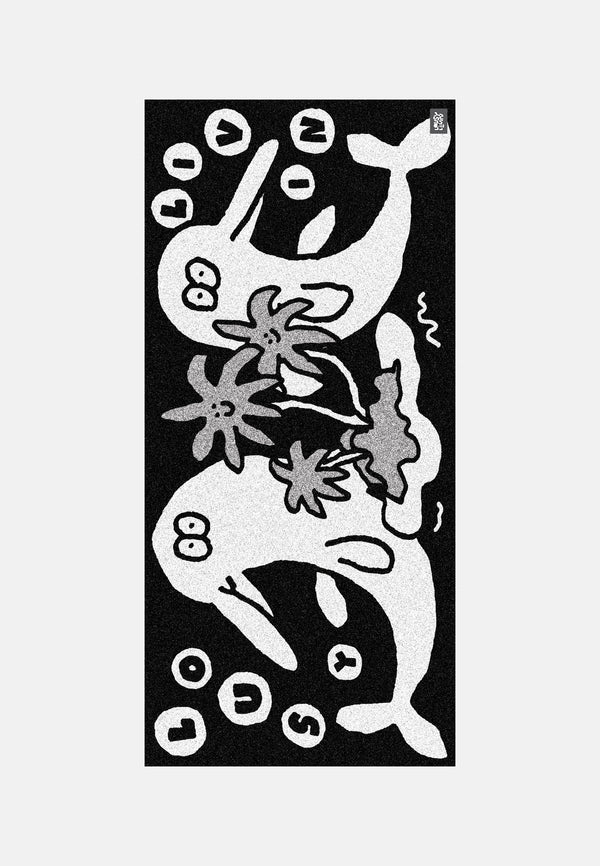 lousy livin underwear Towel Dolphins Black