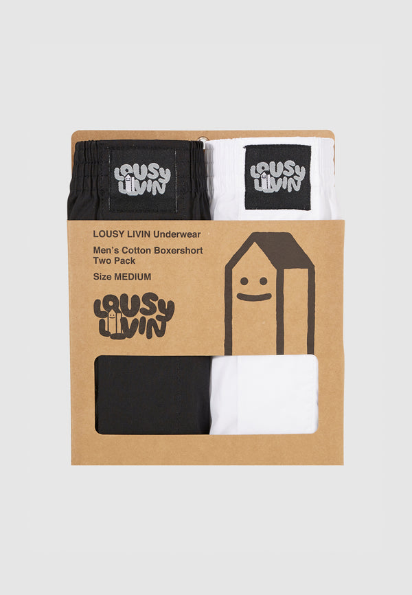 Lousy Livin Underwear PLAIN 2 PACK BOXERSHORTS Black/White