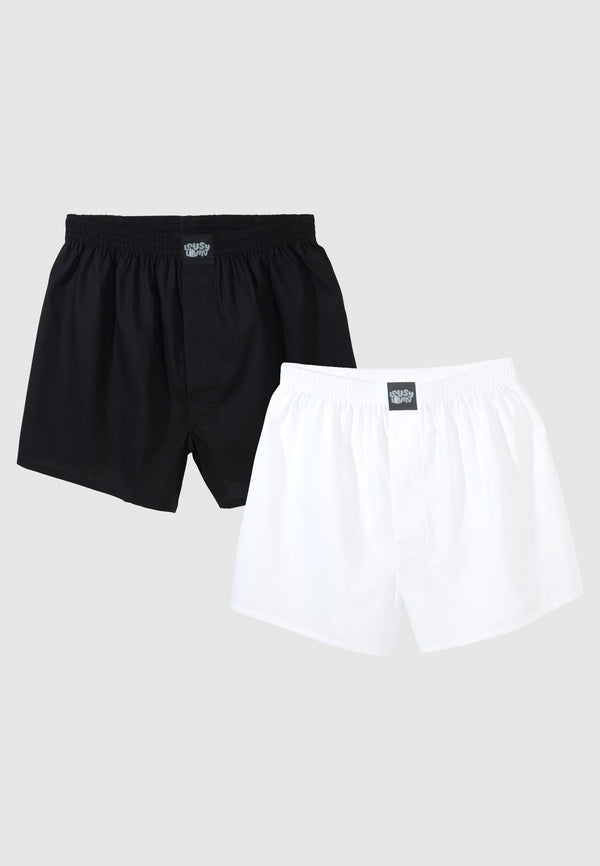 lousy livin underwear PLAIN 2 PACK BOXERSHORTS Black/White