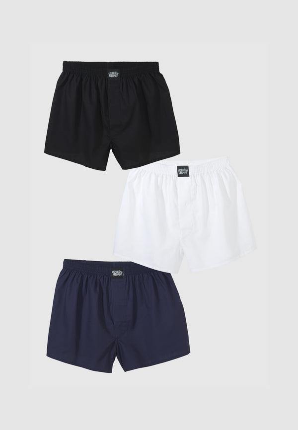 lousy livin underwear PLAIN 3 PACK BOXERSHORTS Black/White/Navy