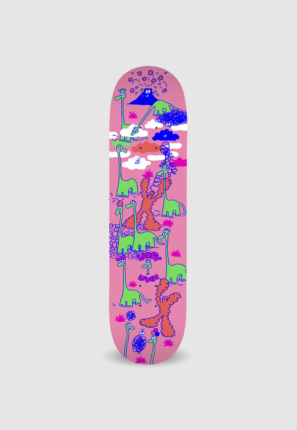lousy livin underwear Skateboard Deck "Dino Gang" Pink