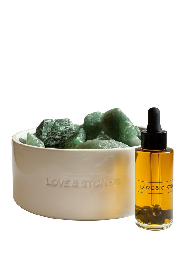 love & stones BREATHE - SCENTED ENERGY RAW JADE STONE BIG WHITE CERAMIC DIFFUSER home fragrance