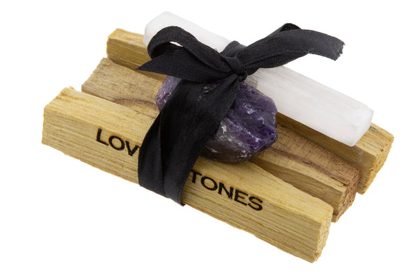love & stones CALMING CRYSTAL BUNDLE - A RAW AMETHYST SELENITE AND PALO SANTO Lifestyle
