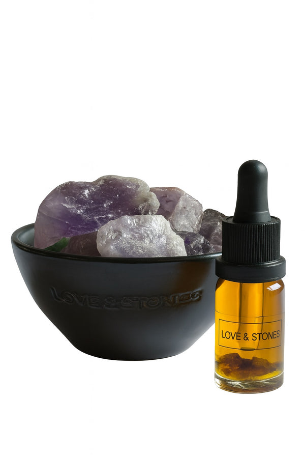 love & stones CALMING - RAW AMETHYST CRYSTAL STONE DIFFUSER Lifestyle