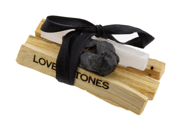 love & stones ENERGY CRYSTAL BUNDLE - A RAW BLACK TOURMALINE CRYSTAL SELENITE AND PALO SANTO Lifestyle