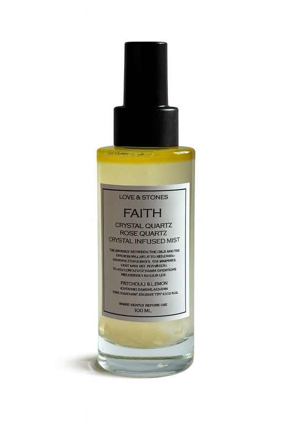 love & stones FAITH -ROSE QUARTZ CRYSTAL INFUSED SCENTED MIST LIFE STYLE